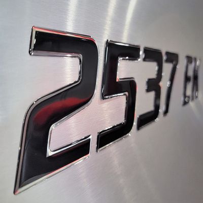 Domed 3D Boat Registration Numbers and Letters Sport Series (Black Center/Chrome, 18)