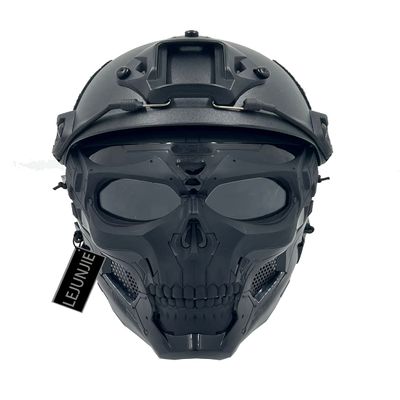 PJ Type Tactical Airsoft Protective Fast Helmet with Adjustable Full-Face Skull Mask Setfor Paintball Shooting, CS Games