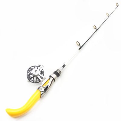 65cm Ice Fishing Rod Winter Fishing Rods Ice Fishing Rod Reel Combos Rod Super Hard Catch Big Fish Ice Pole ZYHYD (Color : Yellow)