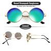 FEISEDY Retro Steampunk Polarized Sunglasses Round Metal Frame Gothic Shades Design Men Women B2820 (006 Gold Frame & Green Polarized Lens, 50) view 2