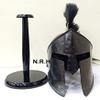 Medieval Armour King Leonidas Helmet Black Finish Greek Spartan 300 Roman Halloween Helmet with Wooden Stand view 3