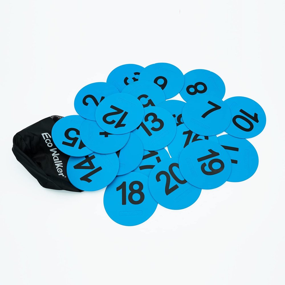 Eco Walker 4inch Mini Floor Spot Markers for Classroom Preschool and Kindergarten (Set of 20pcs) (Blue number 1-20)