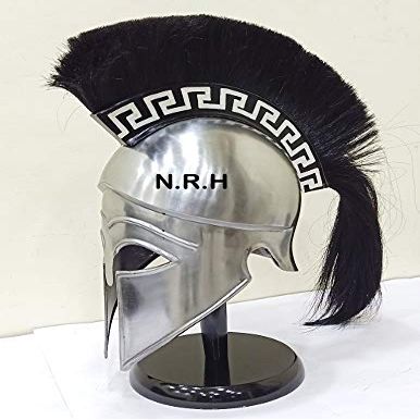 Nautical Replica Hub Medieval Greek Corinthian Helmet Wearable Armor with Plumes Silver Finish Roman Trojan Halloween Helmet W/Stand