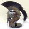 Medieval Greek Corinthian Halloween Helmet Armor Knight Spartan Wooden Stand Helmet with Black Plume view 1