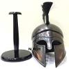 Medieval Greek Corinthian Halloween Helmet Armor Knight Spartan Wooden Stand Helmet with Black Plume view 3