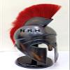 Medieval Greek Spartan Corinthian Helmet with red Plume Ancient Wooden Stand Antique Two Ton Halloween Helmet view 1