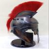 Medieval Greek Spartan Corinthian Helmet with red Plume Ancient Wooden Stand Antique Two Ton Halloween Helmet view 2