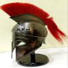 Medieval Greek Spartan Corinthian Helmet with red Plume Ancient Wooden Stand Antique Two Ton Halloween Helmet view 4