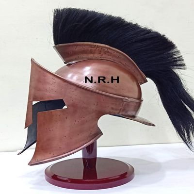 Corinthian Wearable Armor Halloween Helmet with Plumes 300 Movie Authentic Copper Helmet Wooden Stand