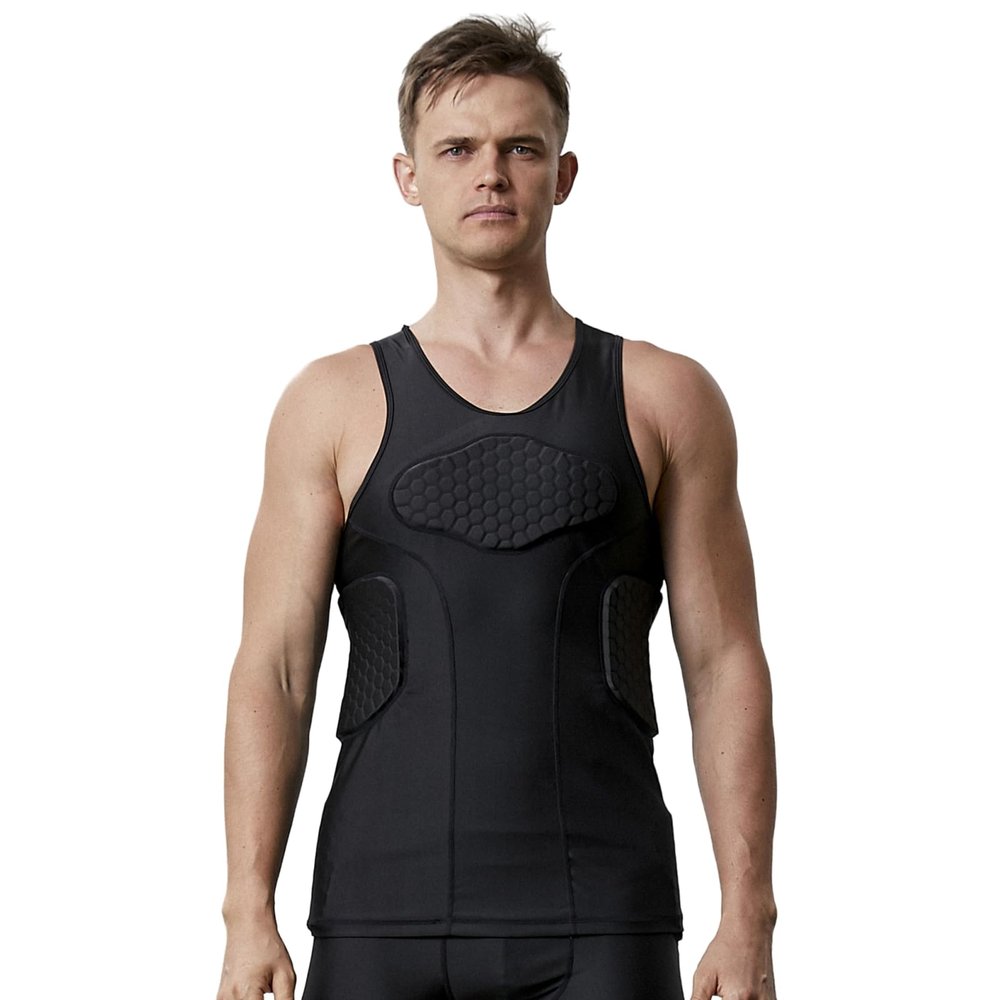 Topeter Padded Rib Protector Sleeveless Chest Protect Shirt Hockey Baseball Gear Paintball Football Protective Pads for Boys L