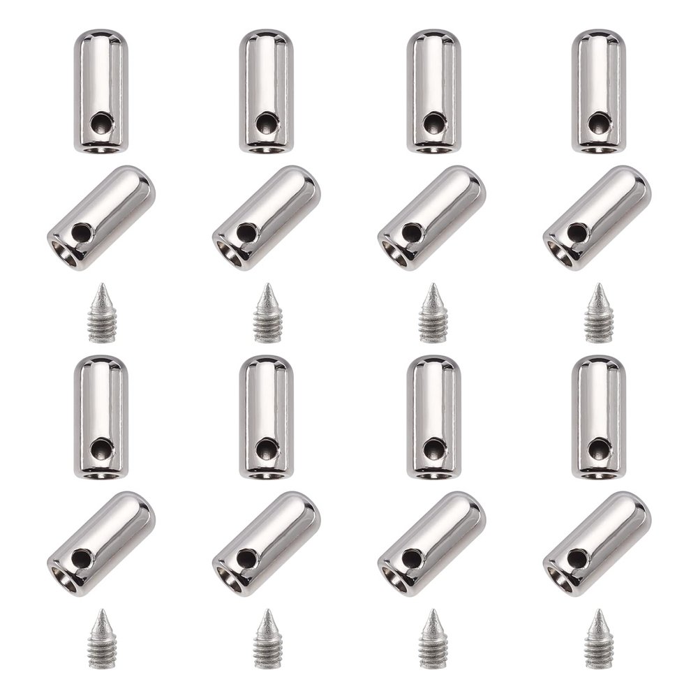PH PandaHall 30 Set Shoelace Aglets: Metal Tips, Screws, Seamless, for Sneakers, Hoodies, Bungee Cords, Laces