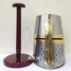 Brass Crusader Helmet Armor (Great Helm) with Wooden Stand Handmade Silver Halloween Helmet view 1