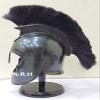 Nautical Replica Hub Troy Armor Helmet (Steel) | Medieval Knight Armor Costume | Black Metal LARP Reenactment Halloween Helmet W/Wooden Stand view 1