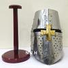 Nautical Replica Hub Brass Crusader Helmet | Halloween Medieval Metal Knight Helmets Medieval Costumes LEATHER LINER W/Stand view 2