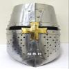 Nautical Replica Hub Brass Crusader Helmet | Halloween Medieval Metal Knight Helmets Medieval Costumes LEATHER LINER W/Stand view 3