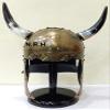 Nautical Replica Hub Antique Brass Horned Viking Helmet W/Stand Guards - Wearable Costume Armor Halloween Helmet view 2