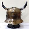 Nautical Replica Hub Antique Brass Horned Viking Helmet W/Stand Guards - Wearable Costume Armor Halloween Helmet view 3