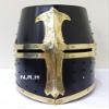 Medieval Knight Crusader Templar Helmet Black Mason Brass Cross Halloween Helmet with Liner Wooden Stand view 3