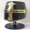 Medieval Knight Crusader Templar Helmet Black Mason Brass Cross Halloween Helmet with Liner Wooden Stand view 4