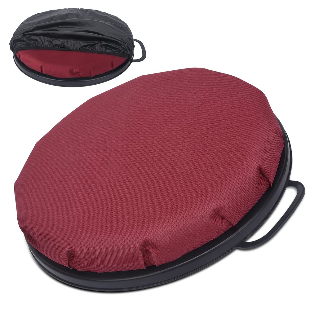 WarBull 360-Degree Swivel Bucket Seat, 5 Gallon Bucket Lid Cushion, Silent Spin Bucket Seat, Comfortable, with Waterproof Cover, for Hunting, Fishing, Gardening and Camping, Dark Red