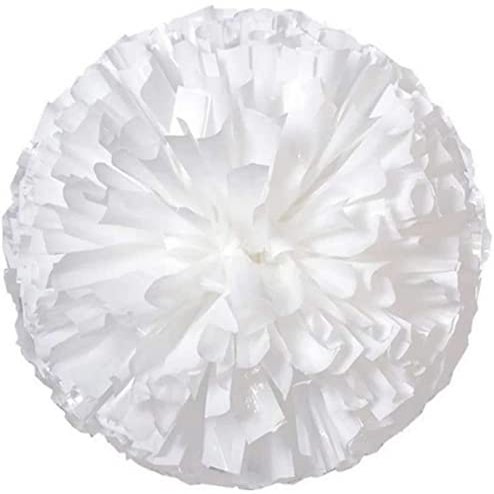 2 Pack pom poms Cheerleading with Baton Handle Plastic Cheer Poms Cheerleading Pompoms for Sports Party Dance Team Accessories Cheering Squad Spirit (A-White)
