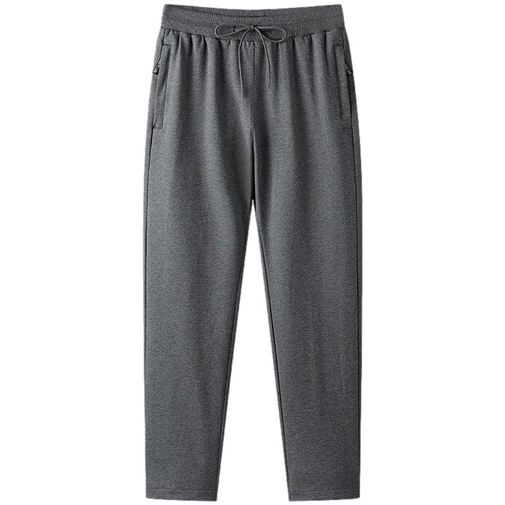 ANUFER Mens Slim Fit Cotton Sweatpants Jogging Bottoms with Zipper Pockets Casual Trousers Open Bottom Grey XL