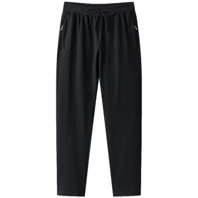 ANUFER Mens Slim Fit Cotton Sweatpants Jogging Bottoms with Zipper Pockets Casual Trousers Open Bottom Black 4XL