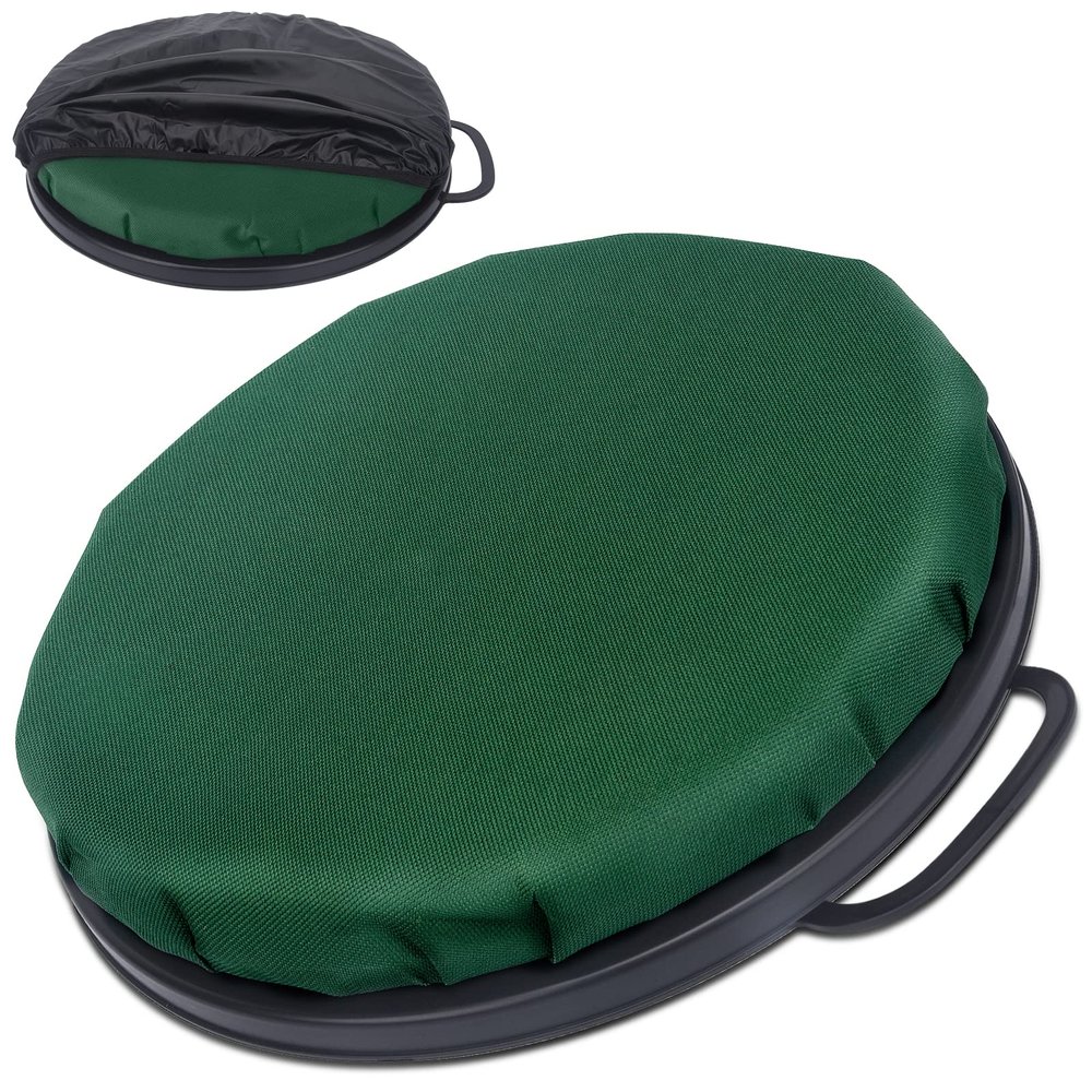 WarBull 360-Degree Swivel Bucket Seat, 5 Gallon Bucket Lid Cushion, Silent Spin Bucket Seat, Comfortable, with Waterproof Cover, for Hunting, Fishing, Gardening and Camping, Green