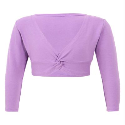 Aislor Girls Kids Long Sleeve Knot Ballet Dance Wrap Tops Cardigan Shrug Gymnastic Sweater Dance Dress Cover Up Purple 6-10 Years