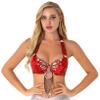 ACSUSS Women Belly Dance Costume Bra Top Halter Sparkle Rhinestone Tassel Sequins Bralette Dancewear Red One Size