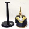 Nautical Replica Hub WWI & II German PICKELHAUBE Hessen Spike Halloween Helmet | Leather Prussian Bavarian Helmet | Brass Military Officer Mens Costume W/Stand view 2