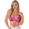 ACSUSS Women Belly Dance Costume Bra Top Halter Sparkle Rhinestone Tassel Sequins Bralette Dancewear Hot Pink One Size view 1