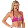 ACSUSS Women Belly Dance Costume Bra Top Halter Sparkle Rhinestone Tassel Sequins Bralette Dancewear Hot Pink One Size view 4