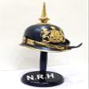 German Pickelhaube Helmet | Halloween Leather Pickelhaube Imperial Prussian Helmet | Brass Military Officer Spiked W/Wooden Stand Black Finish view 1