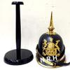 German Pickelhaube Helmet | Halloween Leather Pickelhaube Imperial Prussian Helmet | Brass Military Officer Spiked W/Wooden Stand Black Finish view 2