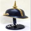 German Pickelhaube Helmet | Halloween Leather Pickelhaube Imperial Prussian Helmet | Brass Military Officer Spiked W/Wooden Stand Black Finish view 3