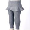 Yartina Toddler Baby Girls Kids Velvet Footless Leggings Fleece Lined Pants with Ruffle Tutu Skirt Bottoms Dark GreyA 2-3 Years view 2