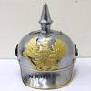 Halloween German Pickelhaube Military Helmet |Steel Imperial Prussian Officer Spiked | WWI & WWII Helmets with Wooden Stand Silver Finish view 3