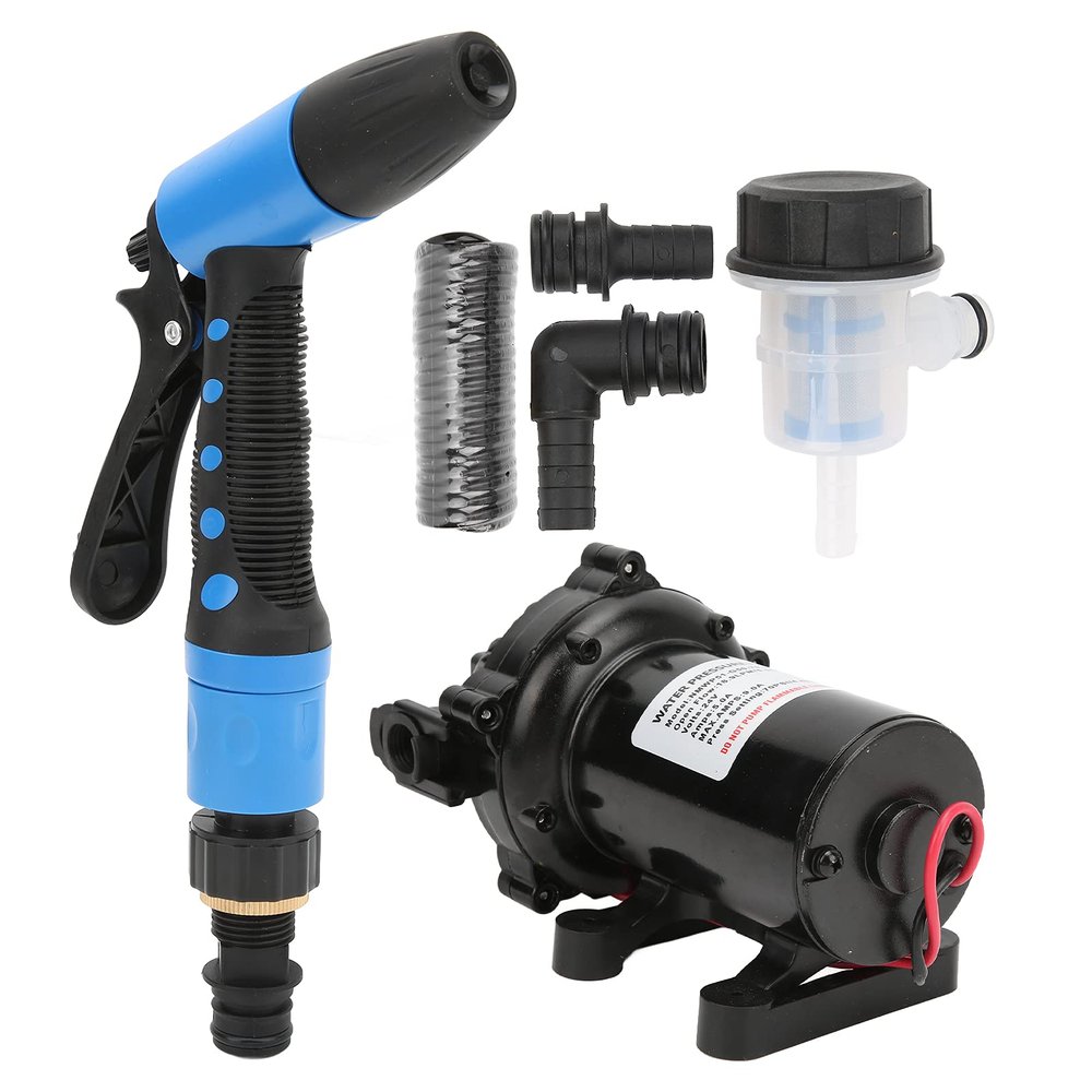Ymiko 24V Washdown Deck Wash Pump KIT 5.0GPM 70PSI 137.8ft Head Diaphragm Plastic Deck Wash Pump for RV Marine Boat Yacht