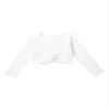 Aislor Girls Kids Long Sleeve Knot Ballet Dance Wrap Tops Cardigan Shrug Gymnastic Sweater Dance Dress Cover Up White 6-10 Years view 3