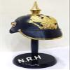 Nautical Replica Hub Imperial German Spiked Pickelhaube Officer Halloween Helmet- Black Leather & Brass With Wooden Stand view 1