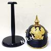 Nautical Replica Hub Imperial German Spiked Pickelhaube Officer Halloween Helmet- Black Leather & Brass With Wooden Stand view 2