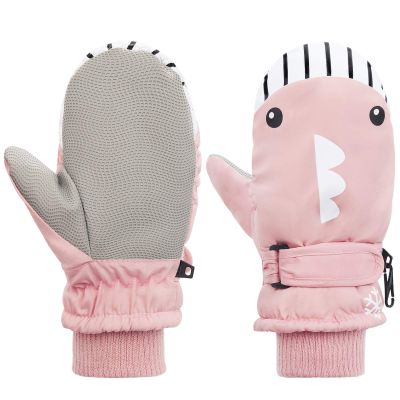 American Trends Toddler Snow Gloves Winter Kids Ski Glove Waterproof Mittens for Toddler Boys Girls Warm Mitten Pink Whale S(Fits 2-4 Years)
