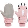 American Trends Toddler Snow Gloves Winter Kids Ski Glove Waterproof Mittens for Toddler Boys Girls Warm Mitten Pink Whale S(Fits 2-4 Years) view 1