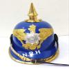 German Pickelhaube Helmet | Leather Pickelhaube Imperial Prussian Halloween | Brass Military Officer Blue Helmet W/Stand view 2