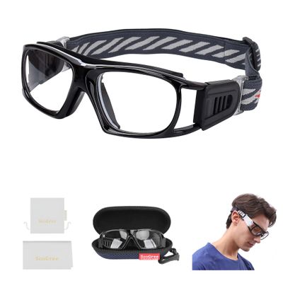 SooGree Sport Goggles Basketball Soccer Football Sports Protective Eyewear Eye Safety Glasses Men Women Racquetball Goggles Lens Replaceable (Black Frame Black Pad)