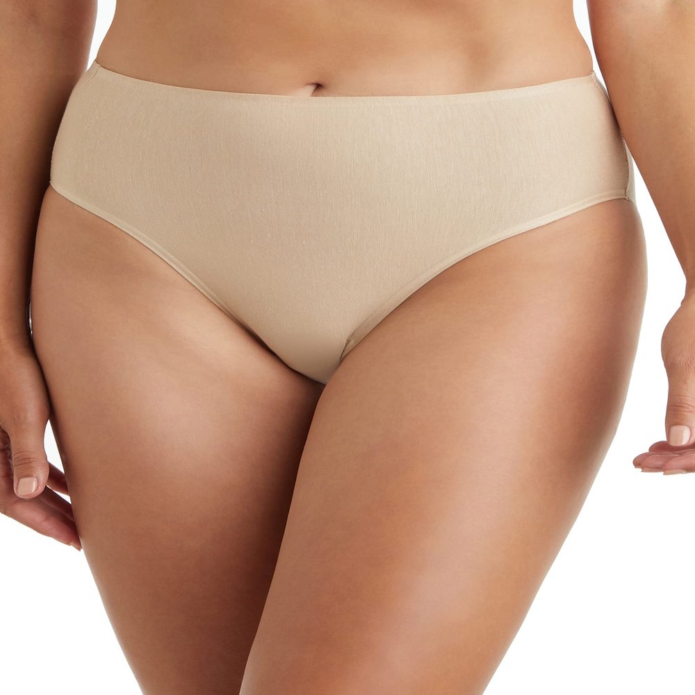 TC Fine Intimates Women's -144 Cotton Modal Hi Cut Brief Panty, A4, Warm Beige, M