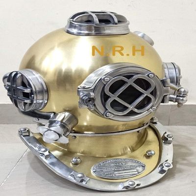18" US Navy Scuba Diving Nautical Helmet | Maritime Ship's Decorative Brass Finish Diving Helm