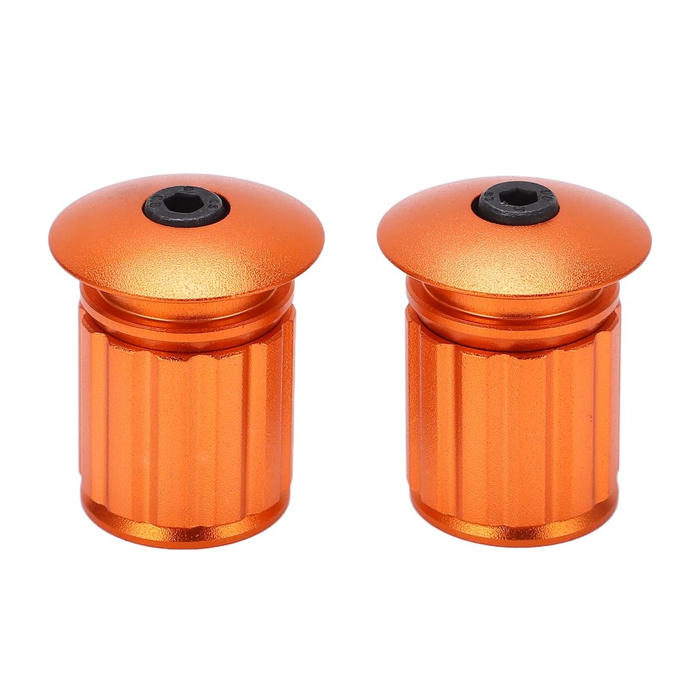 VBESTLIFE Handlebar End Plugs, Aluminum Alloy Expansion Locking Handlebar End for Mountain Road Folding Bike(Orange) and Spare Parts