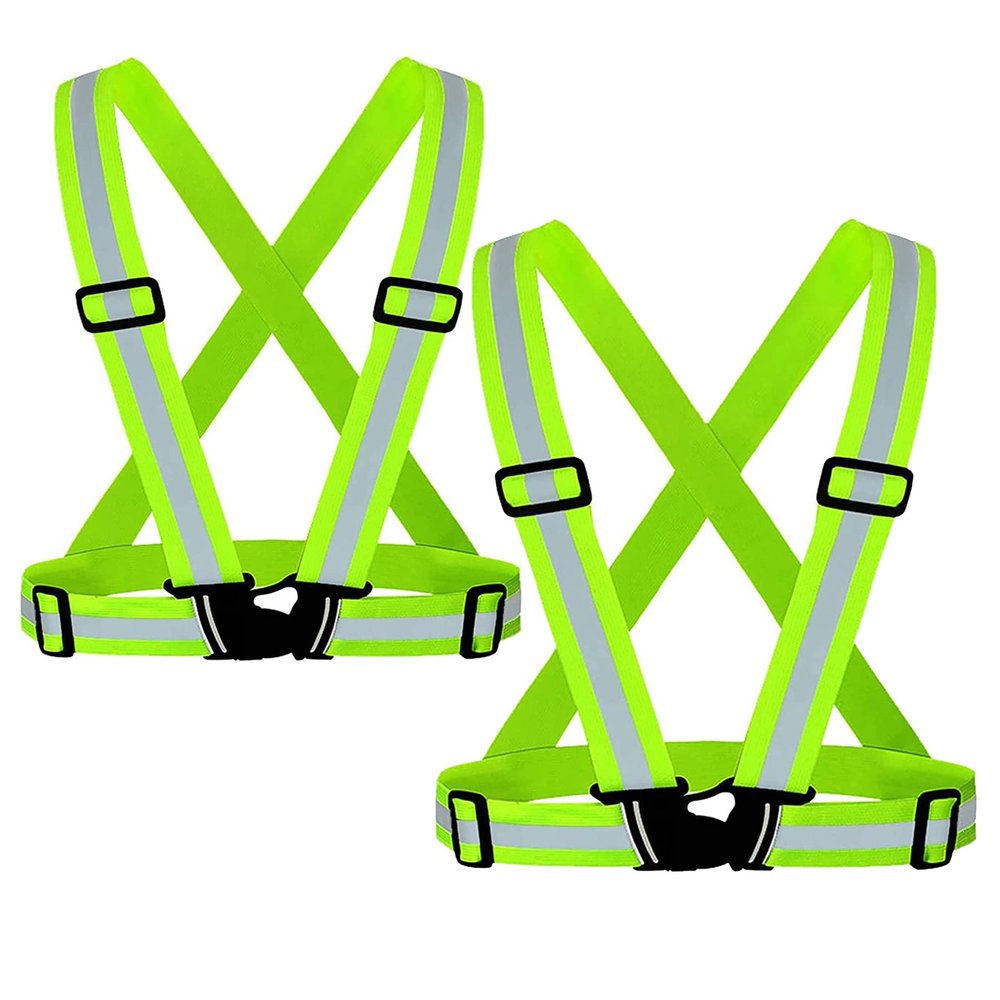 Running Reflective Vest Gear 2pcs, Lasport Reflective Adjustable Safety Vest, High Visible Reflective Belts Straps for Night Running, Walking, Cycling and X-Large